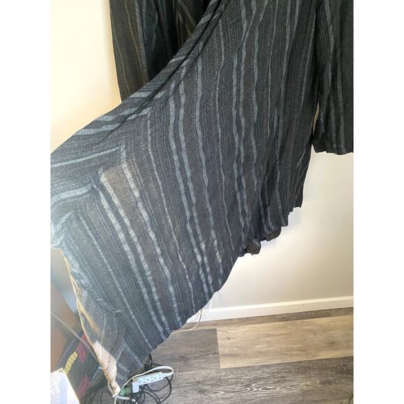 Skullz London Striped Cotton Black Asymmetrical Drape Duster Cardigan Whimsygoth - Picture 5 of 7